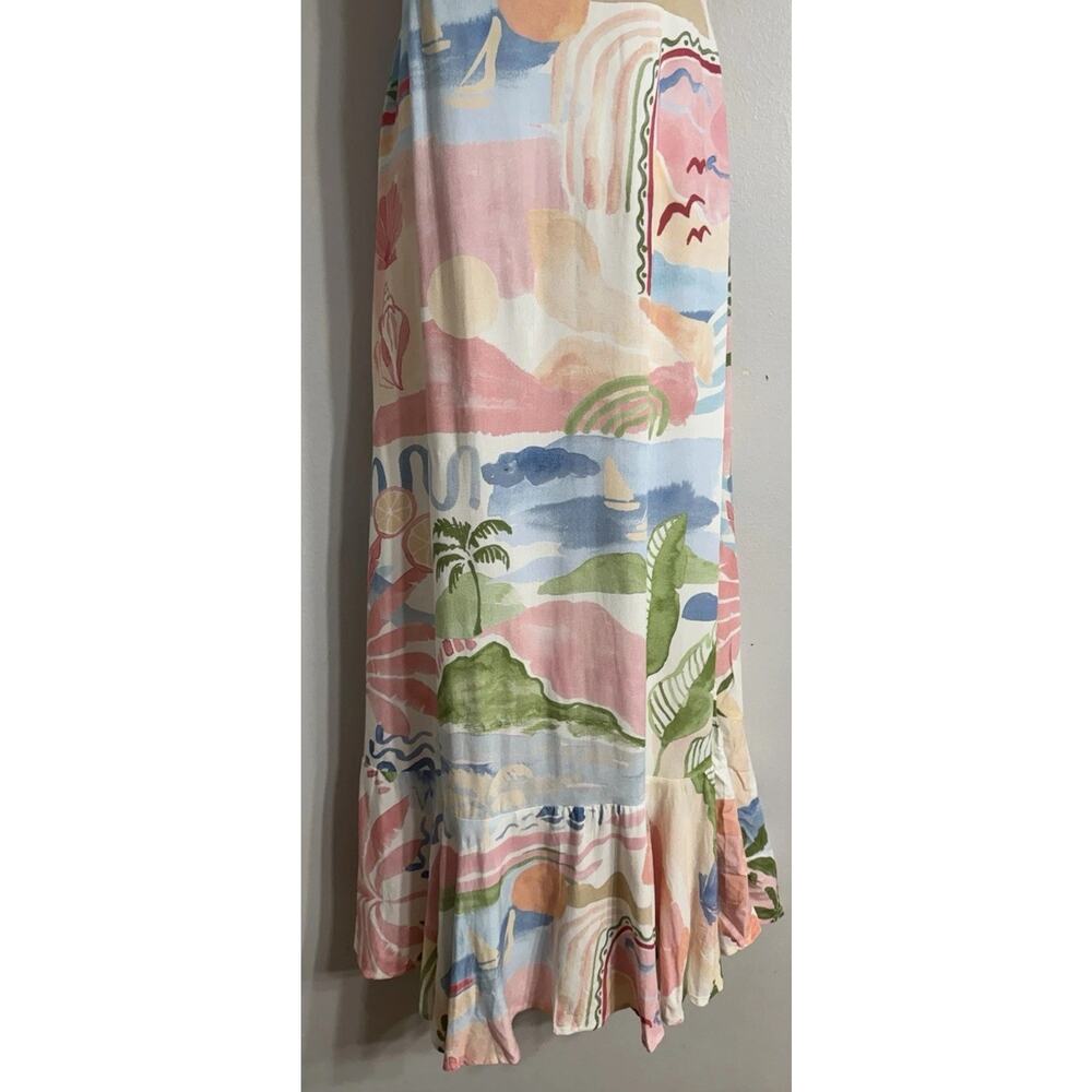 Paper Heart Maxi Dress Women’s XS Island Tropical Print Cut Out Ruffle Hem NWT - Picture 4 of 14